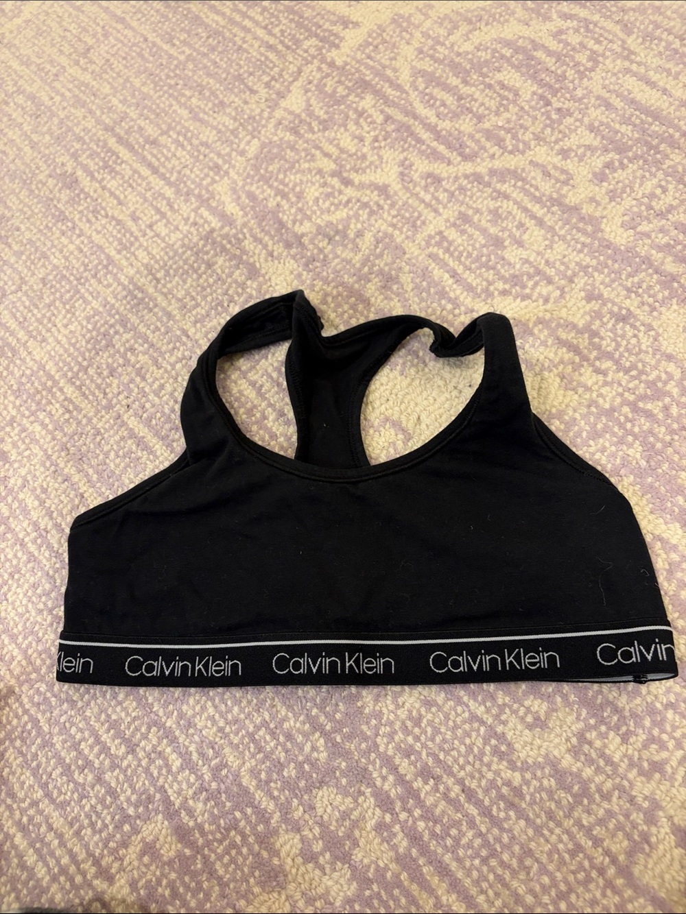 Calvin Klein Black Logo Racerback Sports Bra